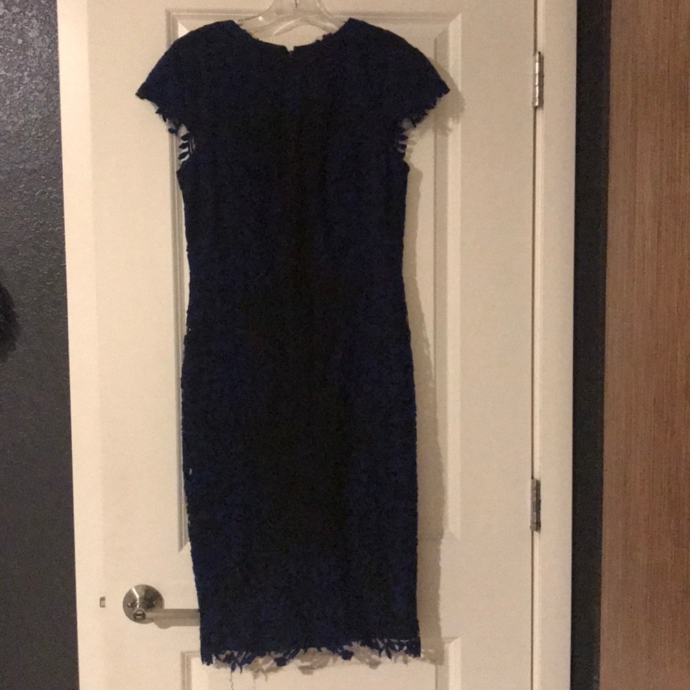 Tadashi shoji royal blue and black laced dress